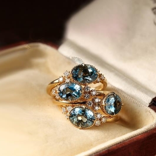 925 Sterling Silver Ring Mosang Stone Sea Blue Treasure Womens Colorful Treasure Ring Santa Maria Color Image 3