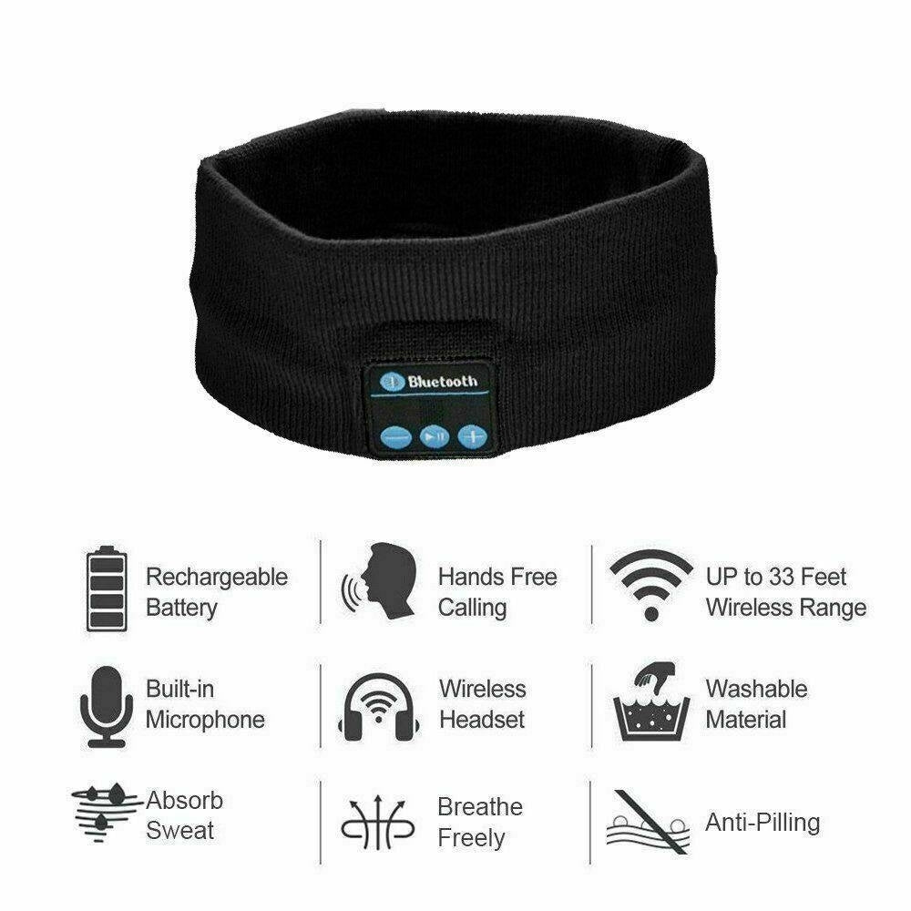 Wireless Bluetooth 5.0 Sports Stereo Headband Headphones Run Sleep Music Headset ( Black ) Image 4