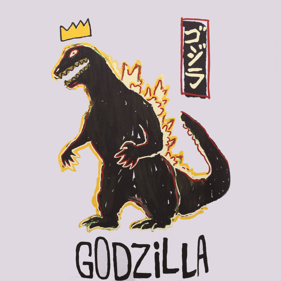 Godzilla Doodle with Crown Front and Back Print T-Shirt Image 1