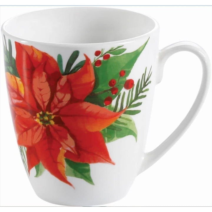 Gibson Magic Poinsettia 16-Piece Dinnerware Set - Red Floral- Image 4