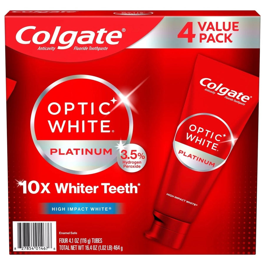 Colgate Optic White Platinum Teeth Whitening Toothpaste 4.1 Ounce (Pack of 4) Image 1