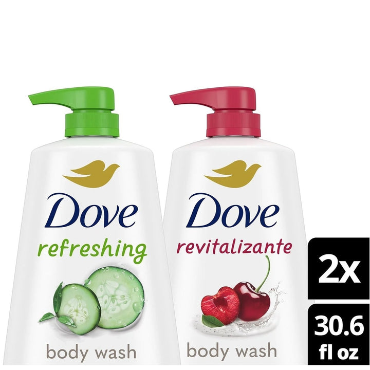 Dove Refreshing Body Wash Cucumber Green Tea and Cherry Chia 30.6 Fl Oz (2 Ct) Image 3