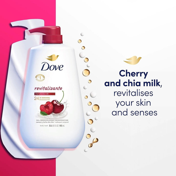 Dove Refreshing Body Wash Cucumber Green Tea and Cherry Chia 30.6 Fl Oz (2 Ct) Image 4