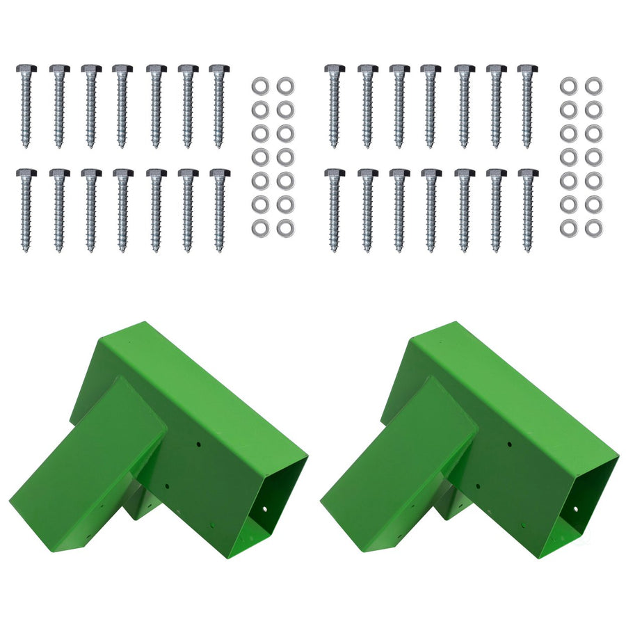 Heavy-Duty Green Steel Swing Set Brackets with Hardware for Backyard Playset Image 1