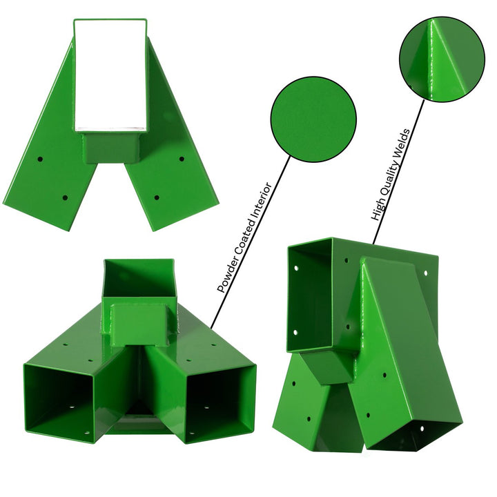 Heavy-Duty Green Steel Swing Set Brackets with Hardware for Backyard Playset Image 4