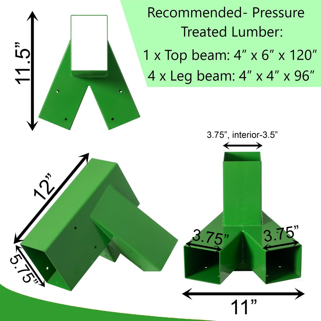 Heavy-Duty Green Steel Swing Set Brackets with Hardware for Backyard Playset Image 7