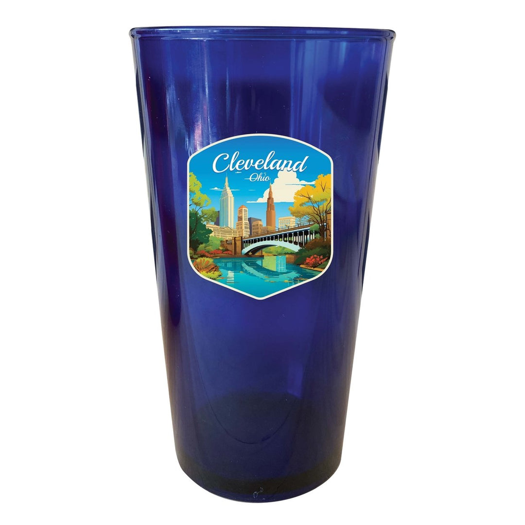 Cleveland Ohio Design B Souvenir Plastic 16 oz pint Image 1