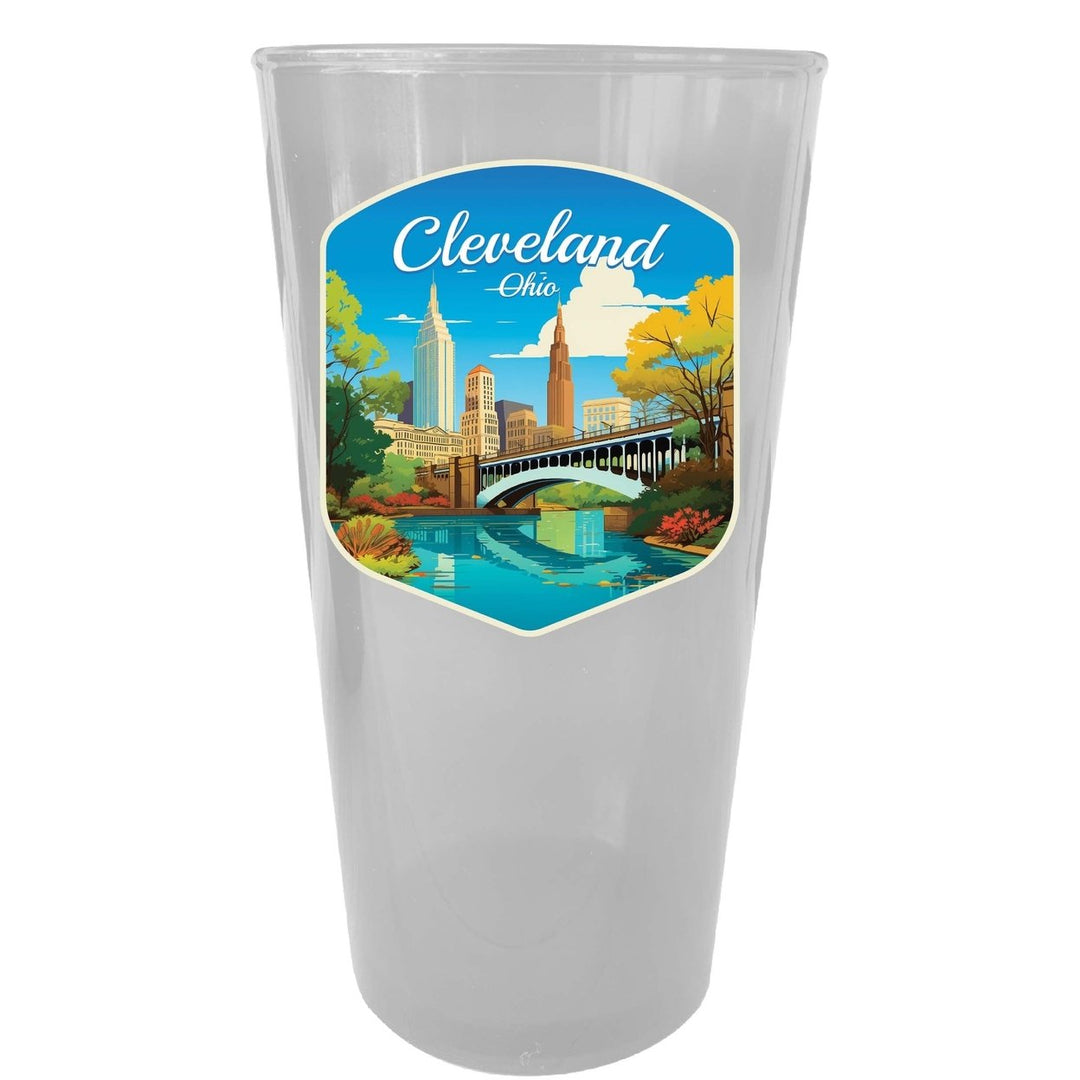 Cleveland Ohio Design B Souvenir Plastic 16 oz pint Image 1