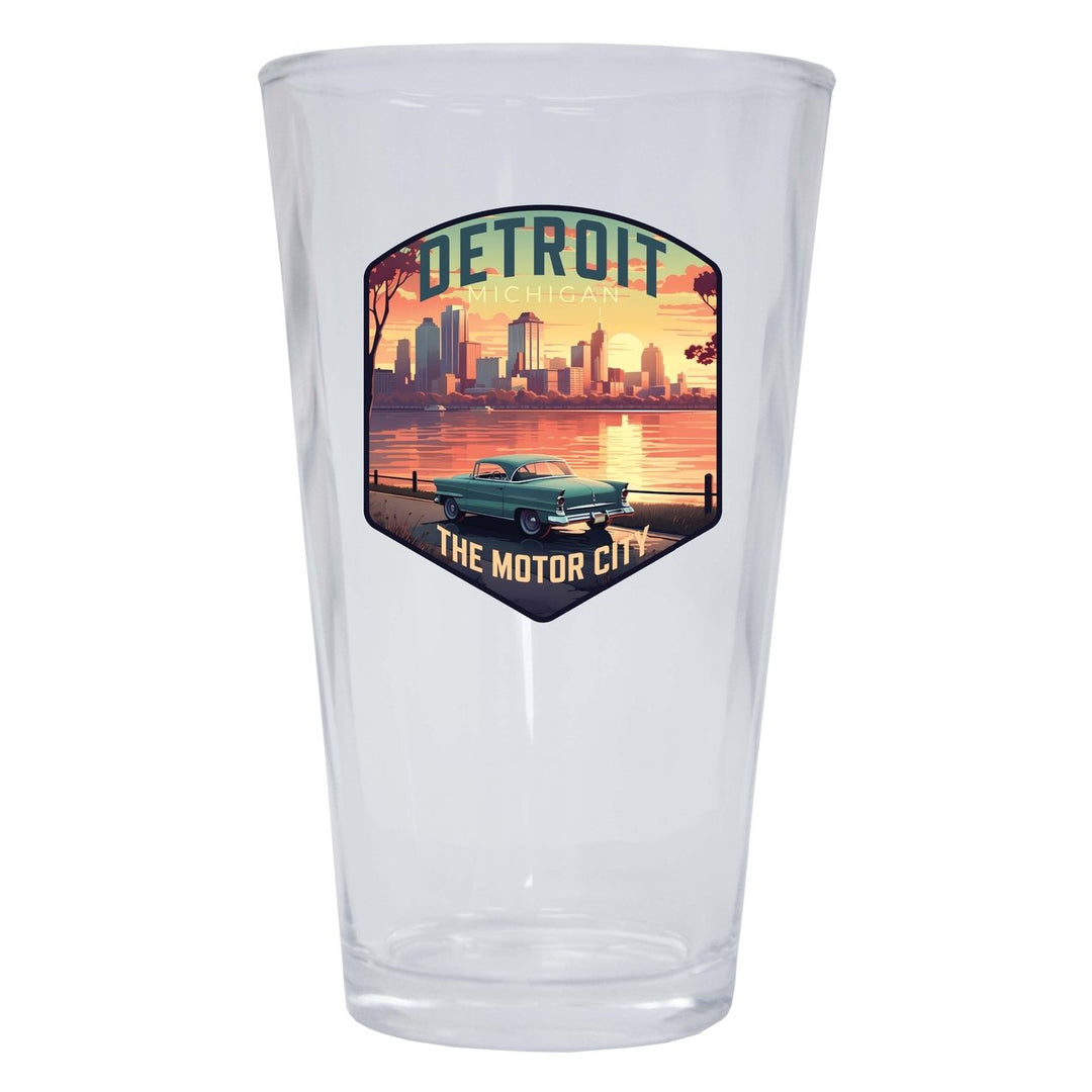 Detroit Michigan Design A Souvenir 16 oz Pint Glass Image 1