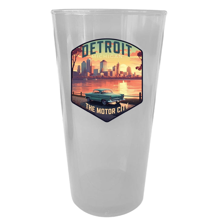 Detroit Michigan Design A Souvenir Plastic 16 oz pint Image 1