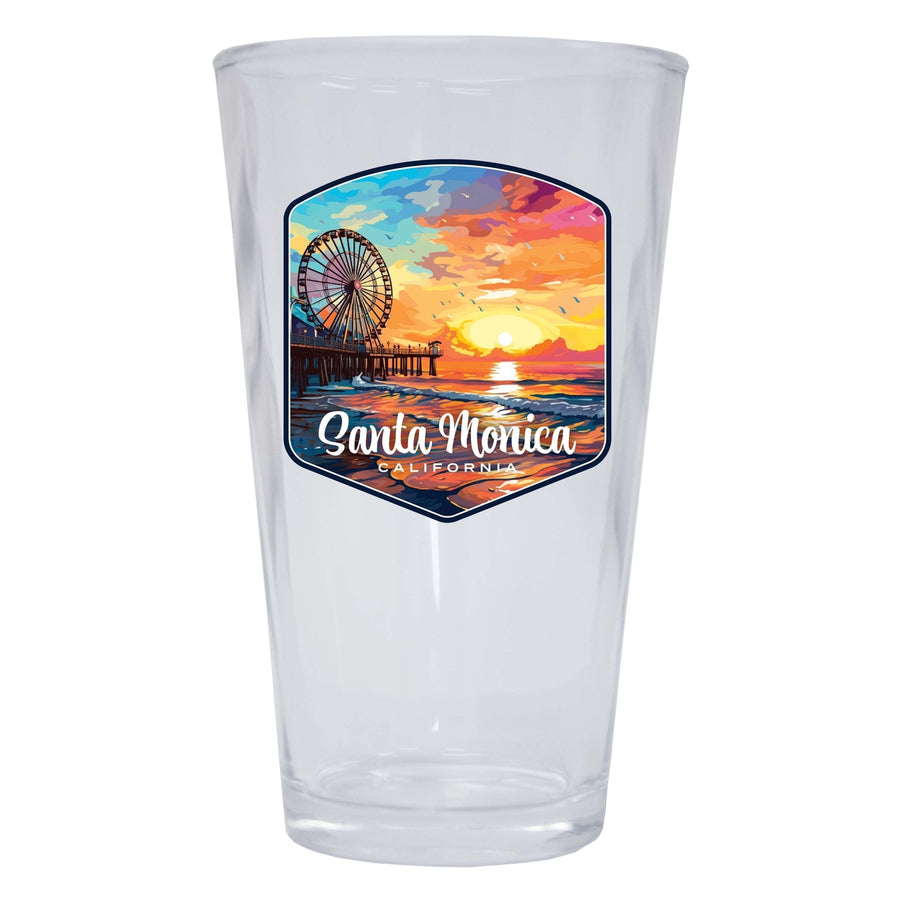 Santa Monica California Design A Souvenir 16 oz Pint Glass Image 1