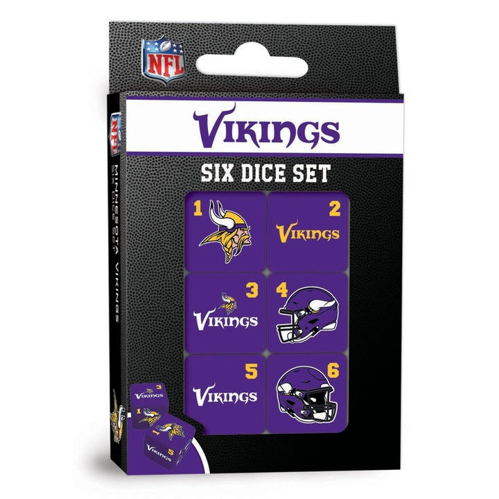 Minnesota Vikings Dice Set 19mm Officially Licensed 6-Piece D6 Gaming Dice Image 1