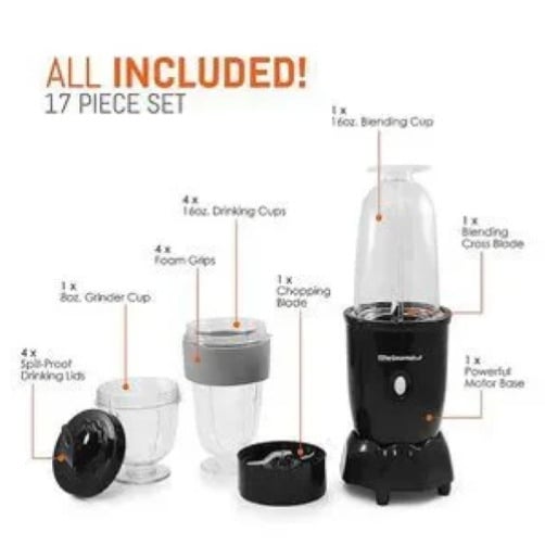 Elite Gourmet 17-pc. Personal Blender - Black - Image 2