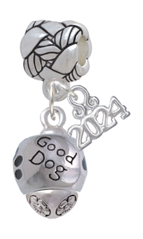 Delight Jewelry Silvertone Good Pet with Black Paw Spinners Woven Rope Charm Bead Dangle with Year 2024 Image 1