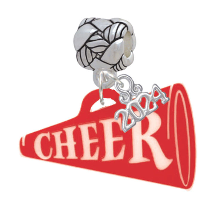 Delight Jewelry Acrylic 1.25" Cheer Megaphone Woven Rope Charm Bead Dangle with Year 2024 Image 1