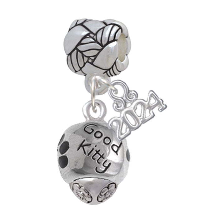 Delight Jewelry Silvertone Good Pet with Black Paw Spinners Woven Rope Charm Bead Dangle with Year 2024 Image 4
