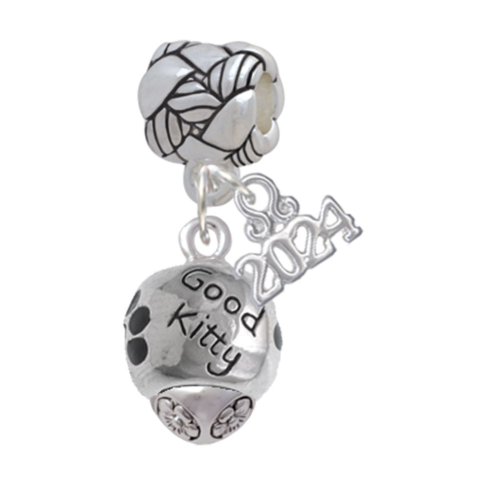 Delight Jewelry Silvertone Good Pet with Black Paw Spinners Woven Rope Charm Bead Dangle with Year 2024 Image 1