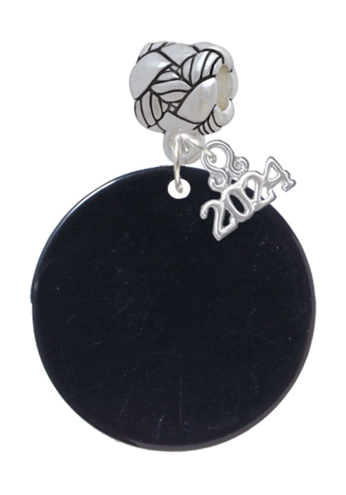 Delight Jewelry Acrylic 1 1/8" Disc Woven Rope Charm Bead Dangle with Year 2024 Image 1