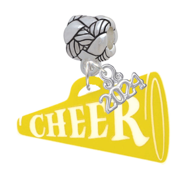Delight Jewelry Acrylic 1.25" Cheer Megaphone Woven Rope Charm Bead Dangle with Year 2024 Image 3