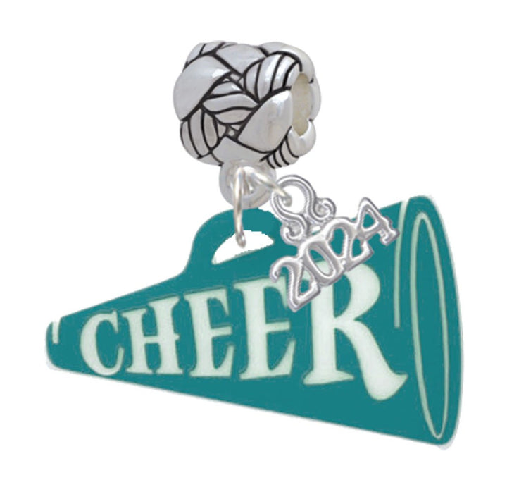 Delight Jewelry Acrylic 1.25" Cheer Megaphone Woven Rope Charm Bead Dangle with Year 2024 Image 4