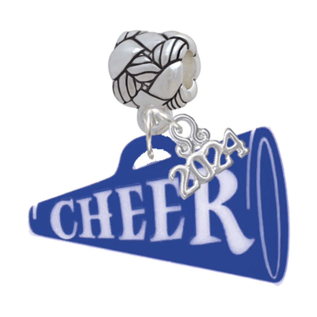 Delight Jewelry Acrylic 1.25" Cheer Megaphone Woven Rope Charm Bead Dangle with Year 2024 Image 6