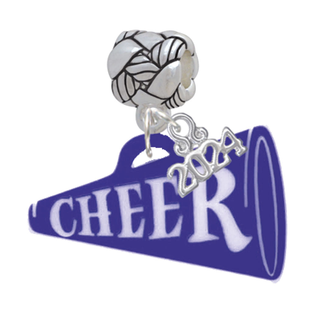 Delight Jewelry Acrylic 1.25" Cheer Megaphone Woven Rope Charm Bead Dangle with Year 2024 Image 7