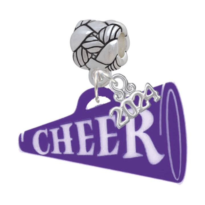 Delight Jewelry Acrylic 1.25" Cheer Megaphone Woven Rope Charm Bead Dangle with Year 2024 Image 8