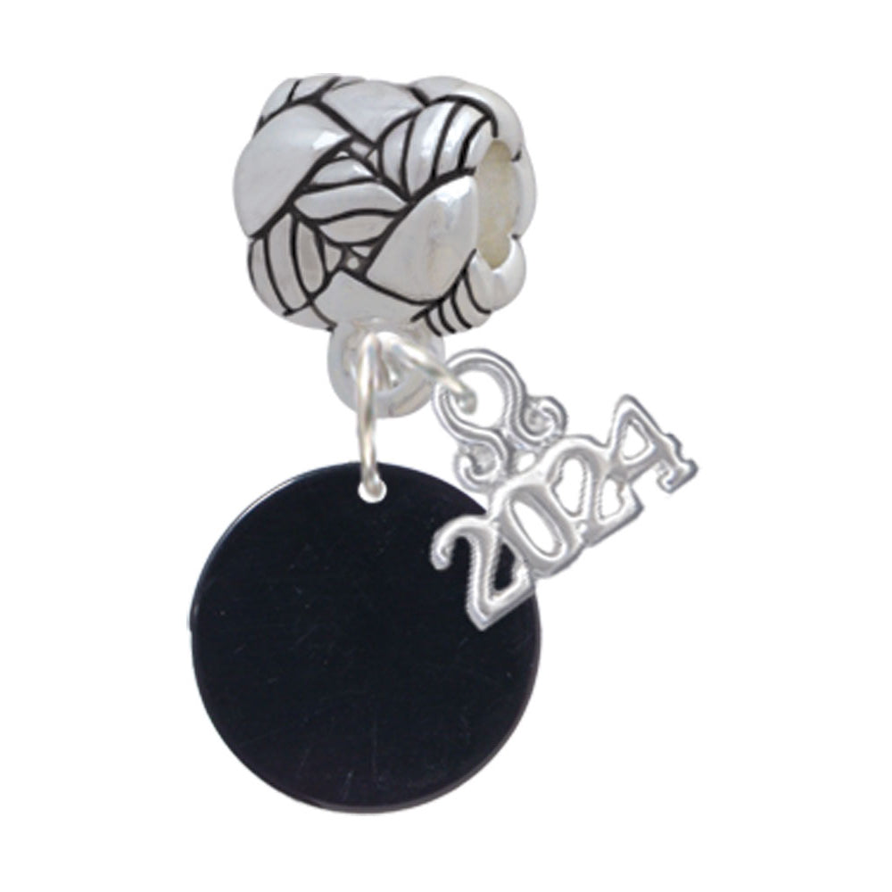 Delight Jewelry Acrylic 1/2" Disc Woven Rope Charm Bead Dangle with Year 2024 Image 4