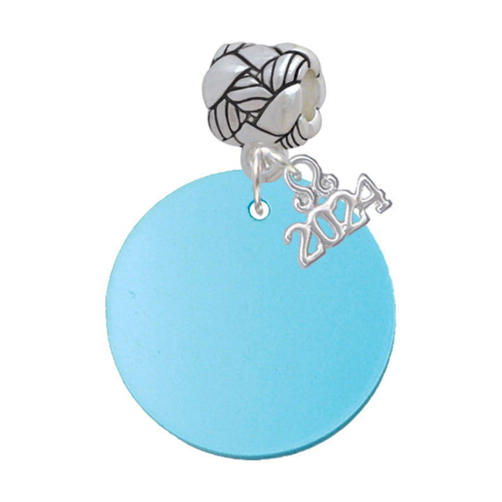 Delight Jewelry Acrylic 1" Disc Shimmer Woven Rope Charm Bead Dangle with Year 2024 Image 1