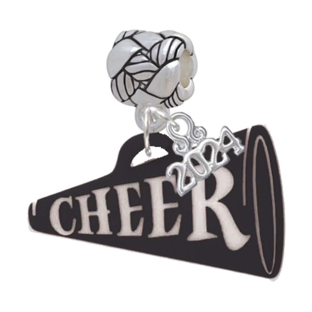 Delight Jewelry Acrylic 1.25" Cheer Megaphone Woven Rope Charm Bead Dangle with Year 2024 Image 9