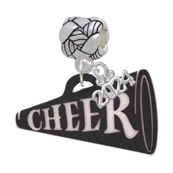 Delight Jewelry Acrylic 1.25" Cheer Megaphone Woven Rope Charm Bead Dangle with Year 2024 Image 1