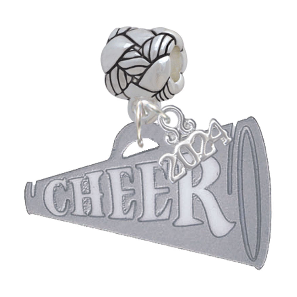 Delight Jewelry Acrylic 1.25" Cheer Megaphone Woven Rope Charm Bead Dangle with Year 2024 Image 10