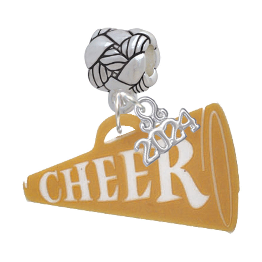 Delight Jewelry Acrylic 1.25" Cheer Megaphone Woven Rope Charm Bead Dangle with Year 2024 Image 11