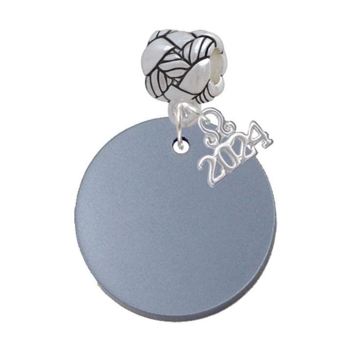 Delight Jewelry Acrylic 1" Disc Shimmer Woven Rope Charm Bead Dangle with Year 2024 Image 1