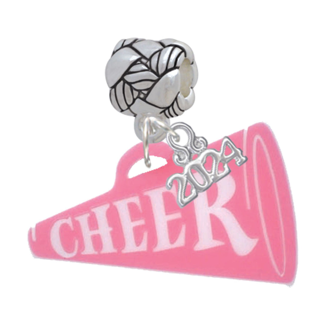 Delight Jewelry Acrylic 1.25" Cheer Megaphone Woven Rope Charm Bead Dangle with Year 2024 Image 12