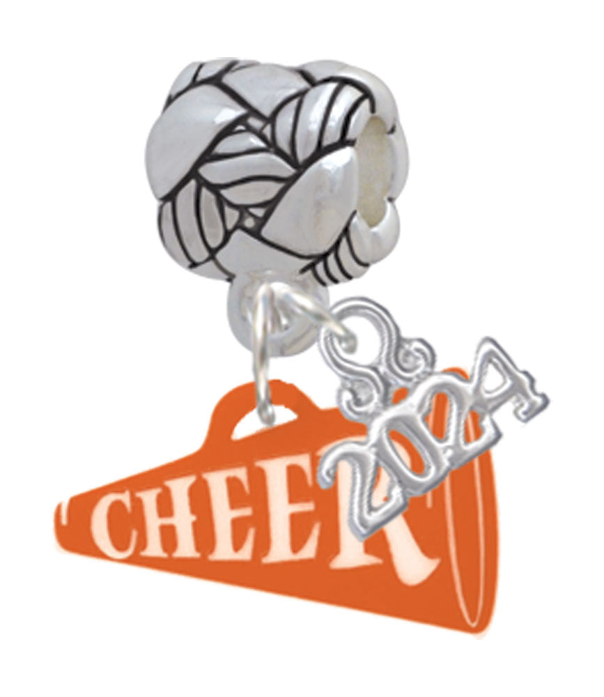 Delight Jewelry Acrylic 3/4" Cheer Megaphone Woven Rope Charm Bead Dangle with Year 2024 Image 2