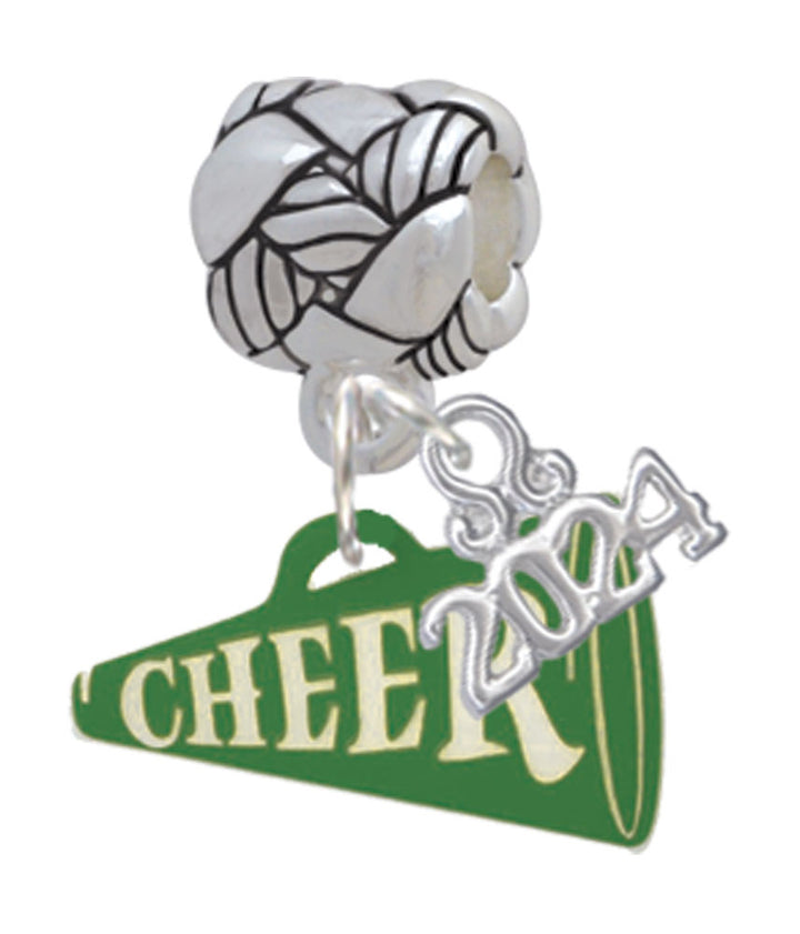 Delight Jewelry Acrylic 3/4" Cheer Megaphone Woven Rope Charm Bead Dangle with Year 2024 Image 3