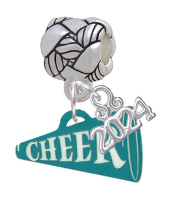 Delight Jewelry Acrylic 3/4" Cheer Megaphone Woven Rope Charm Bead Dangle with Year 2024 Image 4