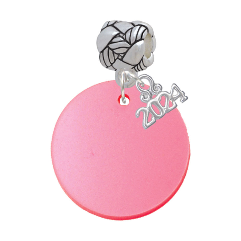 Delight Jewelry Acrylic 1" Disc Shimmer Woven Rope Charm Bead Dangle with Year 2024 Image 9