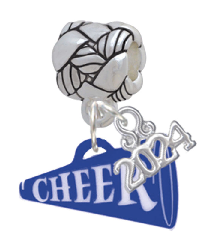 Delight Jewelry Acrylic 3/4" Cheer Megaphone Woven Rope Charm Bead Dangle with Year 2024 Image 4