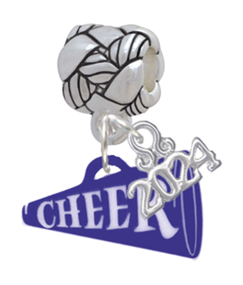 Delight Jewelry Acrylic 3/4" Cheer Megaphone Woven Rope Charm Bead Dangle with Year 2024 Image 6