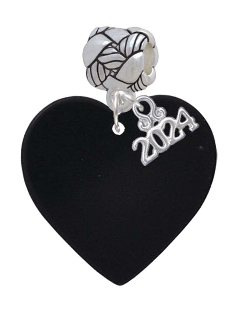 Delight Jewelry Acrylic 1" Heart Woven Rope Charm Bead Dangle with Year 2024 Image 1