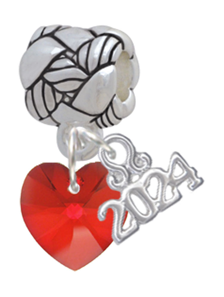 Delight Jewelry 10mm Crystal Heart Woven Rope Charm Bead Dangle with Year 2024 Image 3