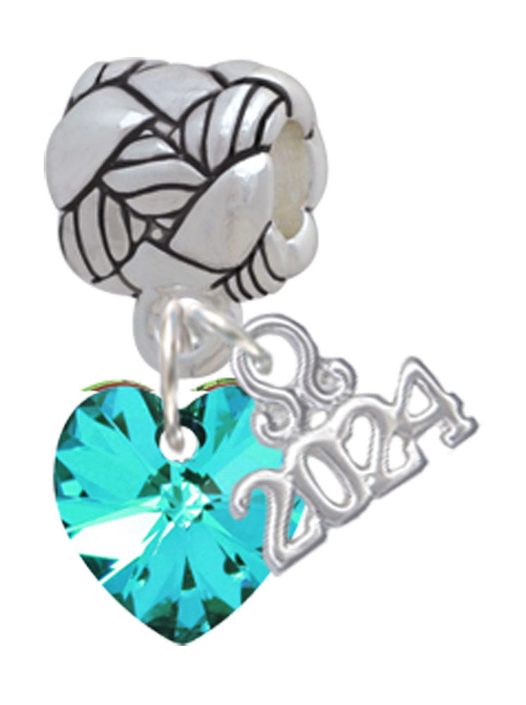 Delight Jewelry 10mm Crystal Heart Woven Rope Charm Bead Dangle with Year 2024 Image 4