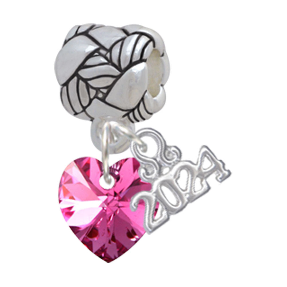 Delight Jewelry 10mm Crystal Heart Woven Rope Charm Bead Dangle with Year 2024 Image 6