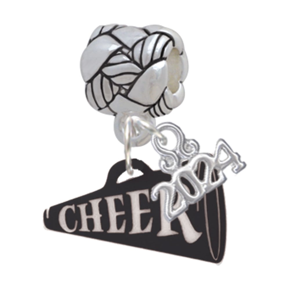 Delight Jewelry Acrylic 3/4" Cheer Megaphone Woven Rope Charm Bead Dangle with Year 2024 Image 1