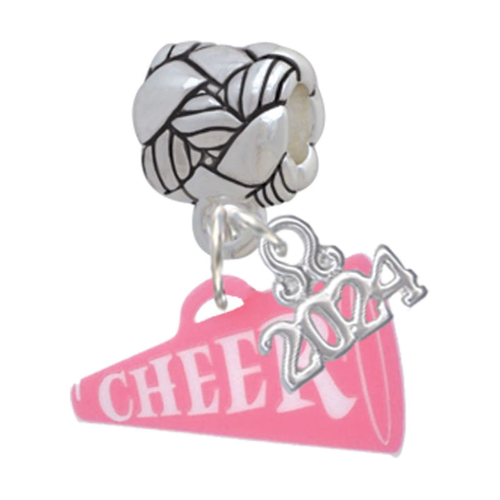 Delight Jewelry Acrylic 3/4" Cheer Megaphone Woven Rope Charm Bead Dangle with Year 2024 Image 9