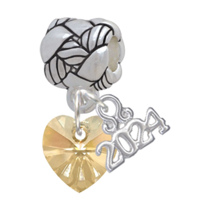Delight Jewelry 10mm Crystal Heart Woven Rope Charm Bead Dangle with Year 2024 Image 1