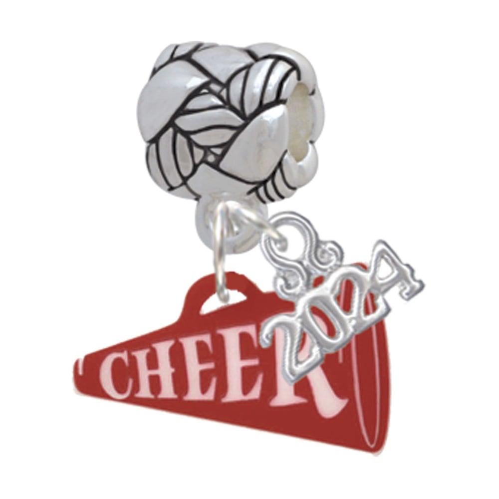 Delight Jewelry Acrylic 3/4" Cheer Megaphone Woven Rope Charm Bead Dangle with Year 2024 Image 1