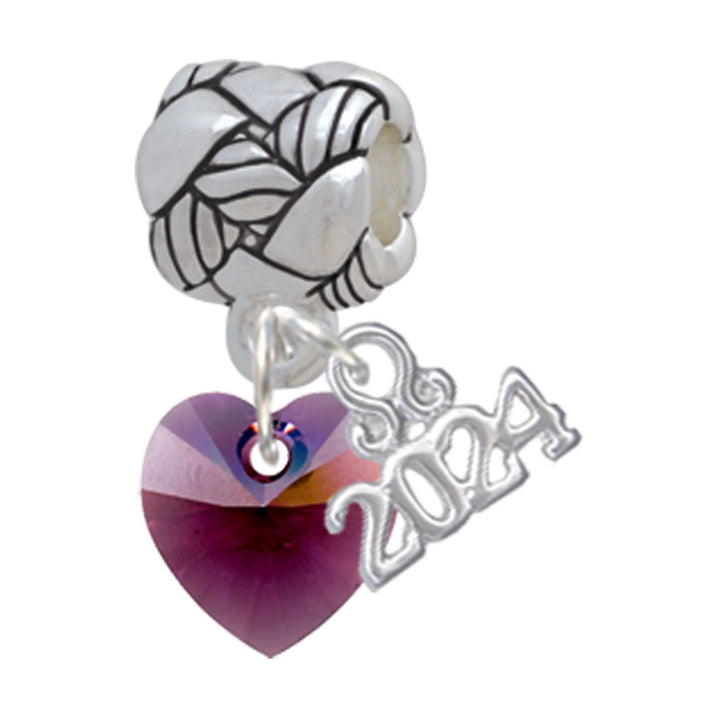 Delight Jewelry 10mm Crystal Heart Woven Rope Charm Bead Dangle with Year 2024 Image 10